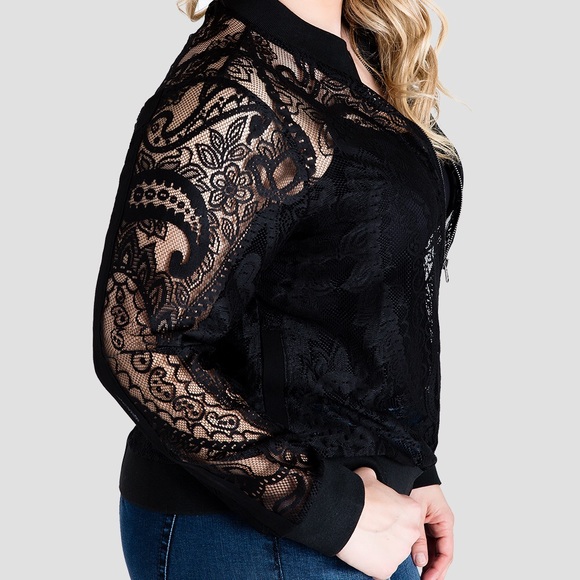 Standards & Practice Aria Lace Bomber Jacket - Picture 3 of 4